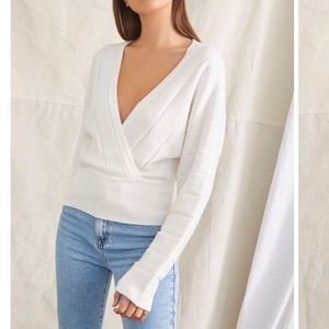 Forever 21 Cream Plunging Dolman-Sleeve Sweater